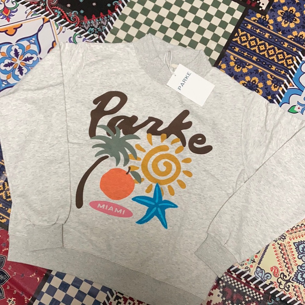 Authentic Parke Miami Mock Neck Sweatershirt Heather Grey NWT size Small /Medium